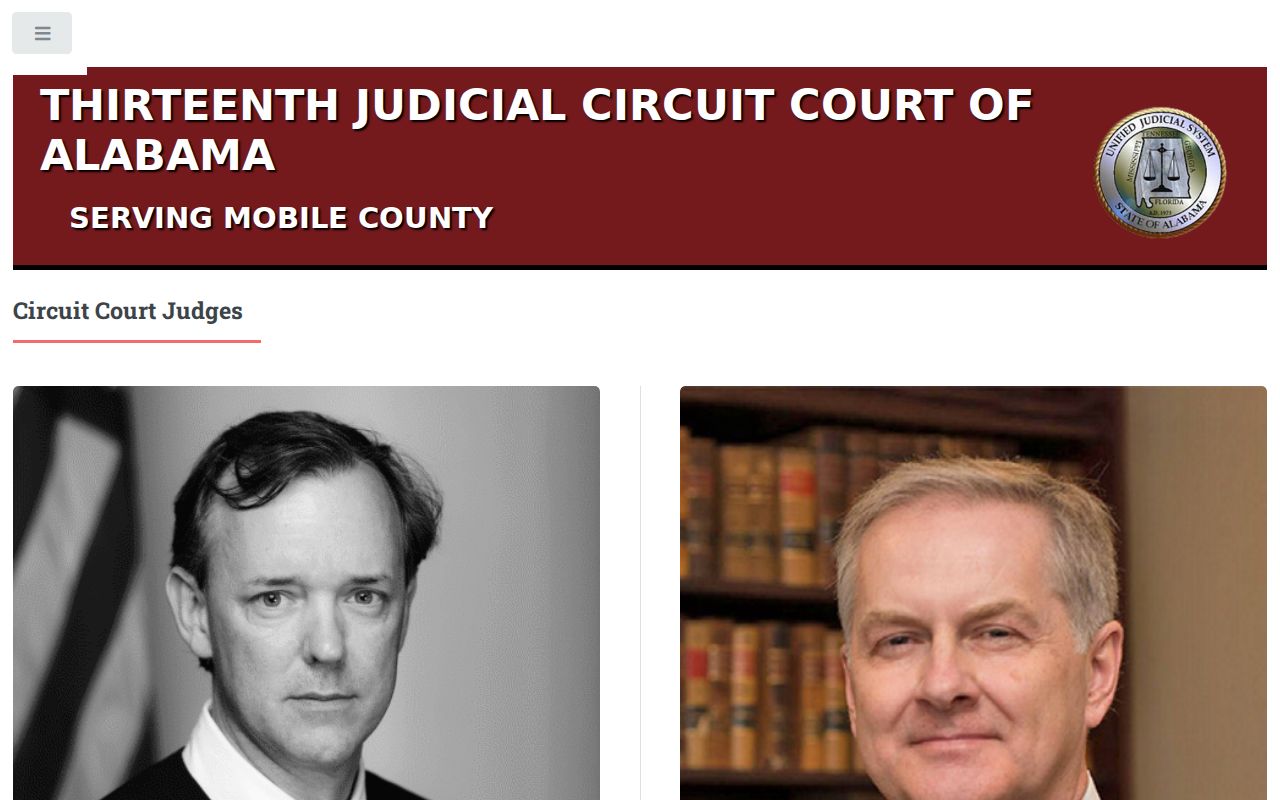 Mobile County court docket Circuit and District judges directory