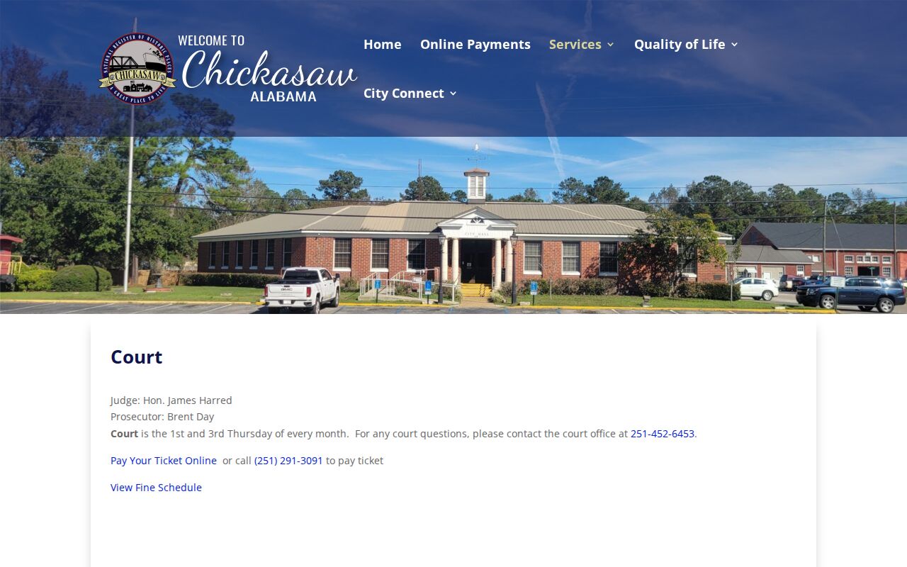 Chickasaw court docket municipal court information