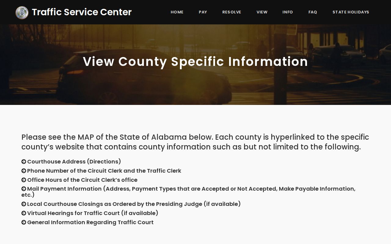 Mobile County traffic court records county information selector