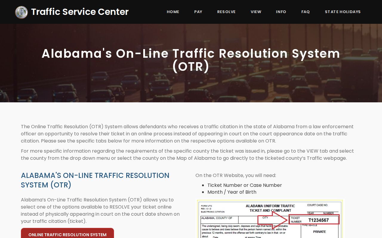 Mobile County traffic court records resolution choices
