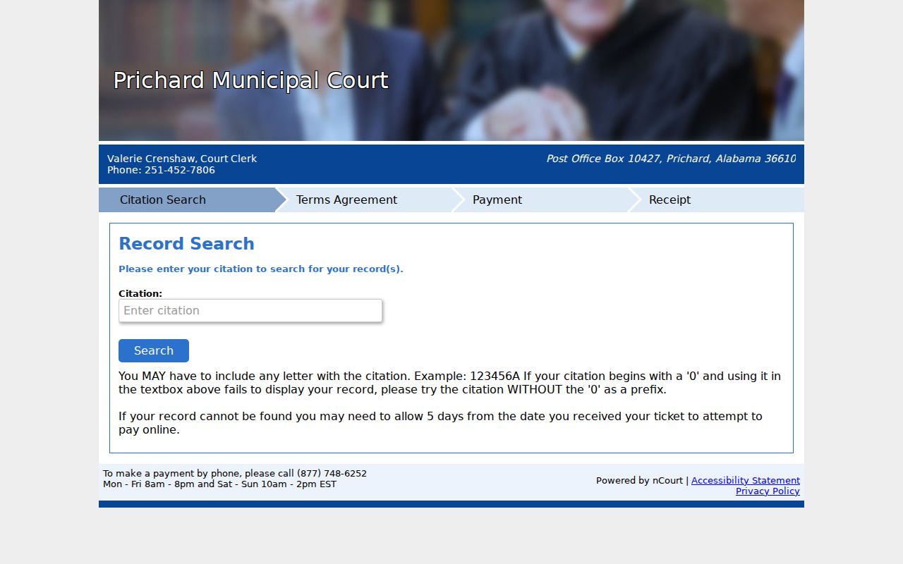 Prichard court docket citation payment lookup